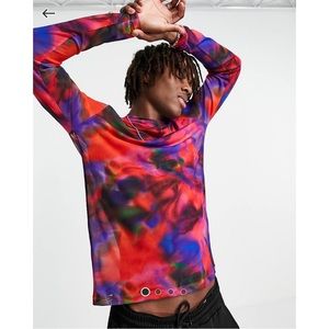 ASOS Design long sleeve t-shirt in all over print mesh